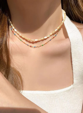 白鹿同款彩色串珠项链