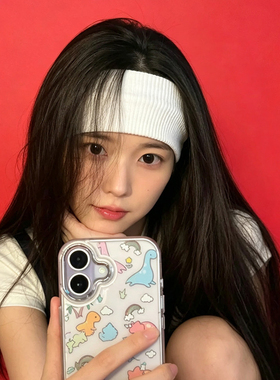 李知恩iu同款白色条纹针织发带不勒头美式运动高弹力束发带头带女