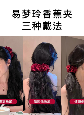 花海奇缘~易梦玲高颅顶神器紫色花朵香蕉夹发夹竖夹盘发抓夹头饰
