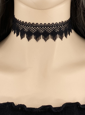 宽项链脖子饰品颈带宽边蕾丝遮疤痕颈部饰品简约超宽锁骨脖链