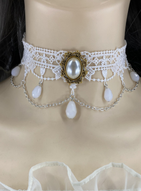 白色Lolita原创百搭蕾丝项链