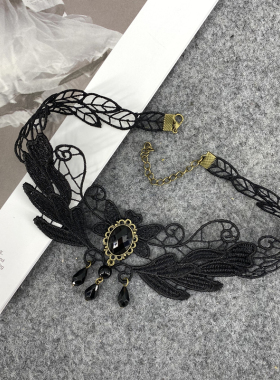 复古花藤灵水晶洛丽塔气质蕾丝项链首饰品花朵新娘蕾丝项链锁骨链