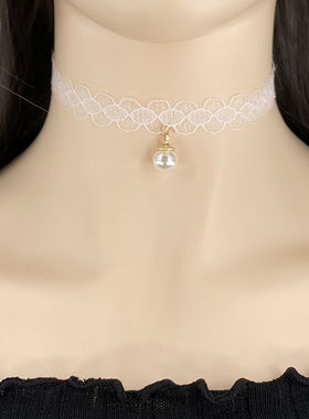 超仙白色项链女choker锁骨颈链蕾丝颈带项圈小众气质甜美脖子饰品