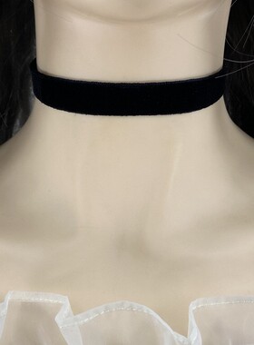 黑色丝绒多层锁骨链三件套