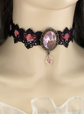 原宿蕾丝花边天鹅绒布颈链