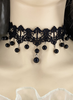 宽颈带脖子复古黑色锁骨链