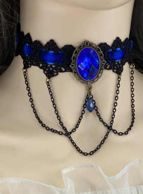 网红超仙美choker粉色蕾丝花朵项圈lolita锁骨链气质复古项链女