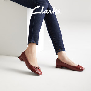 Clarks其乐轻舞系列女鞋2024春款蝴蝶结芭蕾舞鞋浅口船鞋单鞋婚鞋
