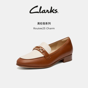 Clarks其乐Routee25 Charm女鞋新款金属扣羊皮优雅通勤乐福单鞋
