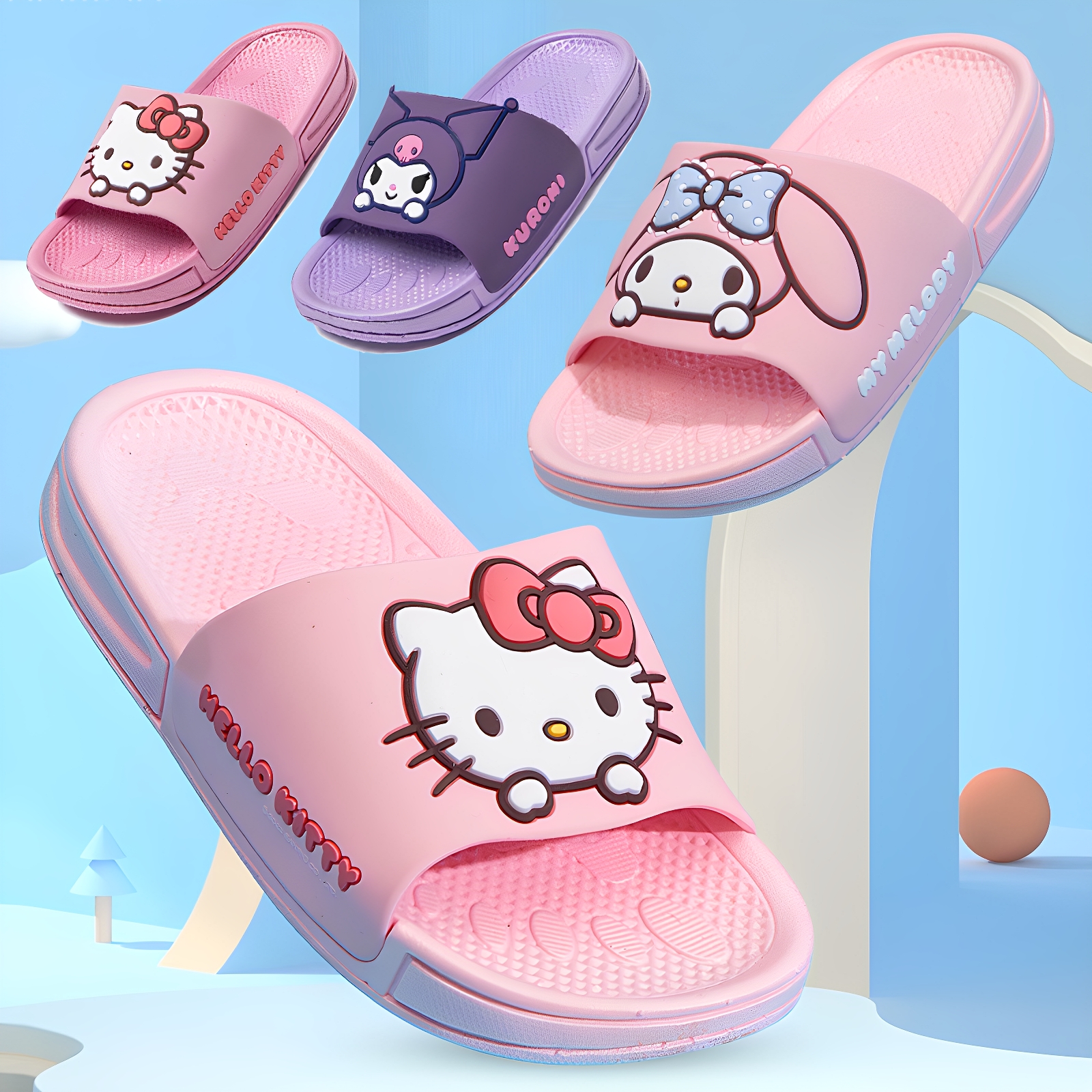 三丽鸥儿童拖鞋夏季防滑软底可爱库洛米女宝宝洗澡鞋凉拖1-3岁-8 - 图2