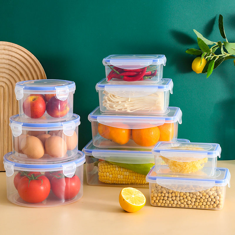 厨房冰箱长方形保鲜盒微波耐热塑料饭盒食品餐盒水果收纳密封盒 - 图0