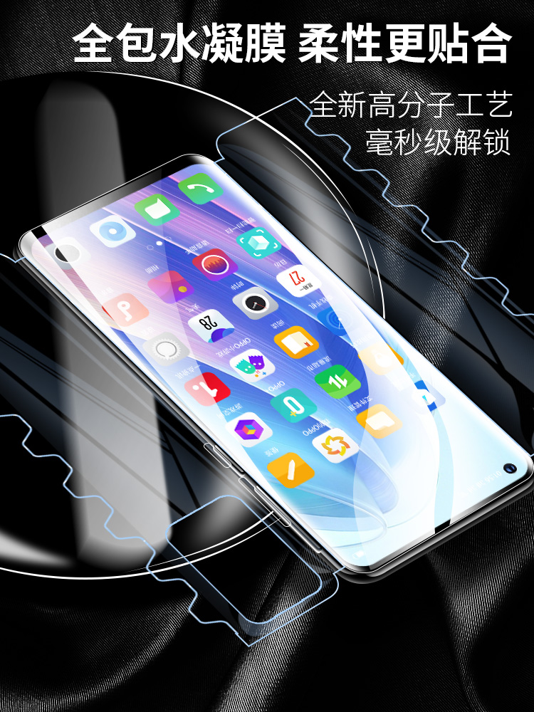 适用OPPOReno7Pro水凝膜reno7手机膜全屏覆盖reno7pro前后全包边一体膜oppo高清曲面5G保护七Pro全胶贴uv软膜 - 图1