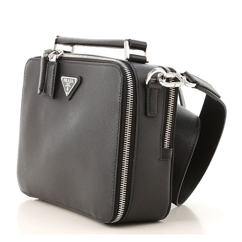 正品prada /普拉达牛皮休闲斜挎包 怀远海外男士包袋