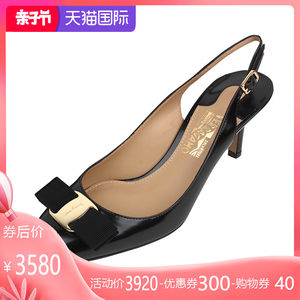 正品FERRAGAMO/菲拉格慕女鞋真皮高跟鞋浅口一字式扣带凉鞋SS