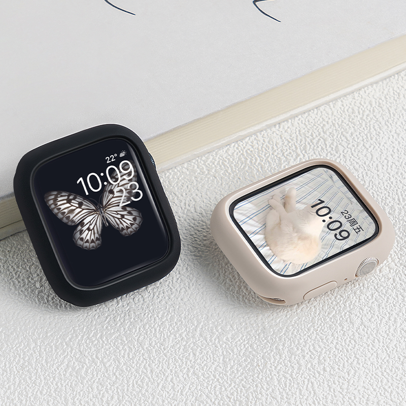 适用apple watch8保护壳苹果手表表壳iwatch7硅胶防水防摔保护套6/5/4/3/2/SE男女41/45mm手表糖果软壳s7/s6 - 图2