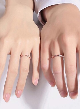 S999足银红线莫比乌斯环情侣戒指男女指环情人节礼物滴胶开口对戒