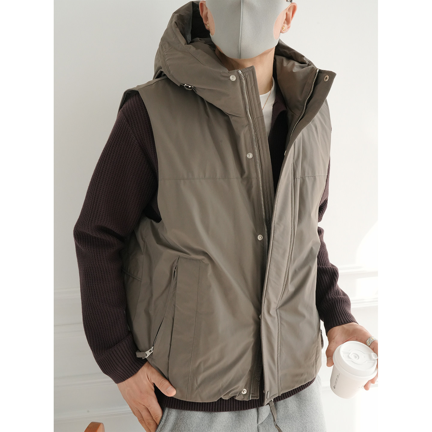 美式潮牌城市机能风连帽羽绒马甲男冬季时尚新款简约痞帅保暖背心,淘宝优惠券,粉丝福利购,淘宝优惠卷