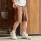 Japanese retro senior men's leisure pants pants summer breathable beach pants solid color loose straight lightweight shorts