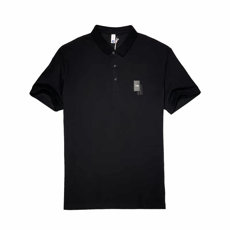 European and American simple high-end lapel patch design polo shirt