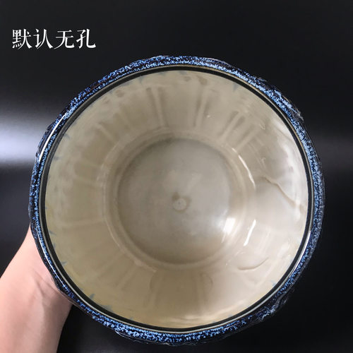 出口美国蒲公英窑变蓝浮雕高档古典陶瓷花盆铜钱草蝴蝶兰别墅室内 - 图2