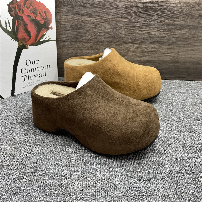 撤柜处理7CM内增高勃肯鞋女秋冬新款一脚蹬加绒毛毛包头半拖棉鞋,淘宝优惠券,粉丝福利购,淘宝优惠卷