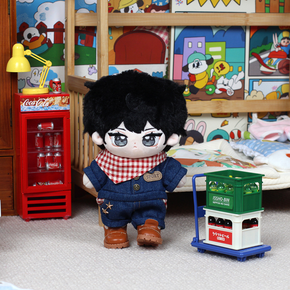 棉花娃娃男娃20cm原创娃衣牛仔连体服套装男玩偶公仔帅气男孩礼物 - 图0