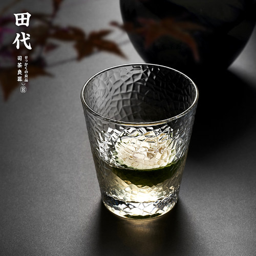 日式锤纹玻璃杯套装 家用简约水杯清新森系ins茶杯带杯架杯子套装 - 图2