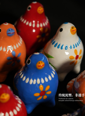 浚县泥咕咕非遗纯手工泥塑摆件