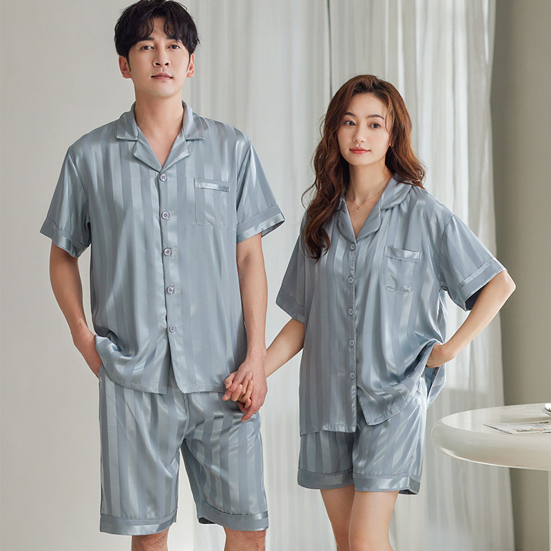情侣睡衣女夏季冰丝薄款2023年新款高级感短袖男士家居服两件套装,淘宝优惠券,粉丝福利购,淘宝优惠卷