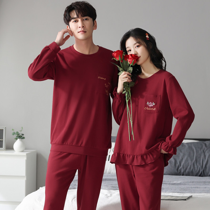 思馨坊纯棉情侣睡衣女春秋长袖套装男士结婚新婚红色秋冬款家居服,淘宝优惠券,粉丝福利购,淘宝优惠卷