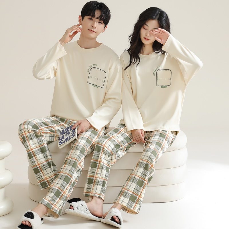 100%纯棉情侣睡衣长袖春秋女家居服休闲可外穿男士加大码套装秋季,淘宝优惠券,粉丝福利购,淘宝优惠卷