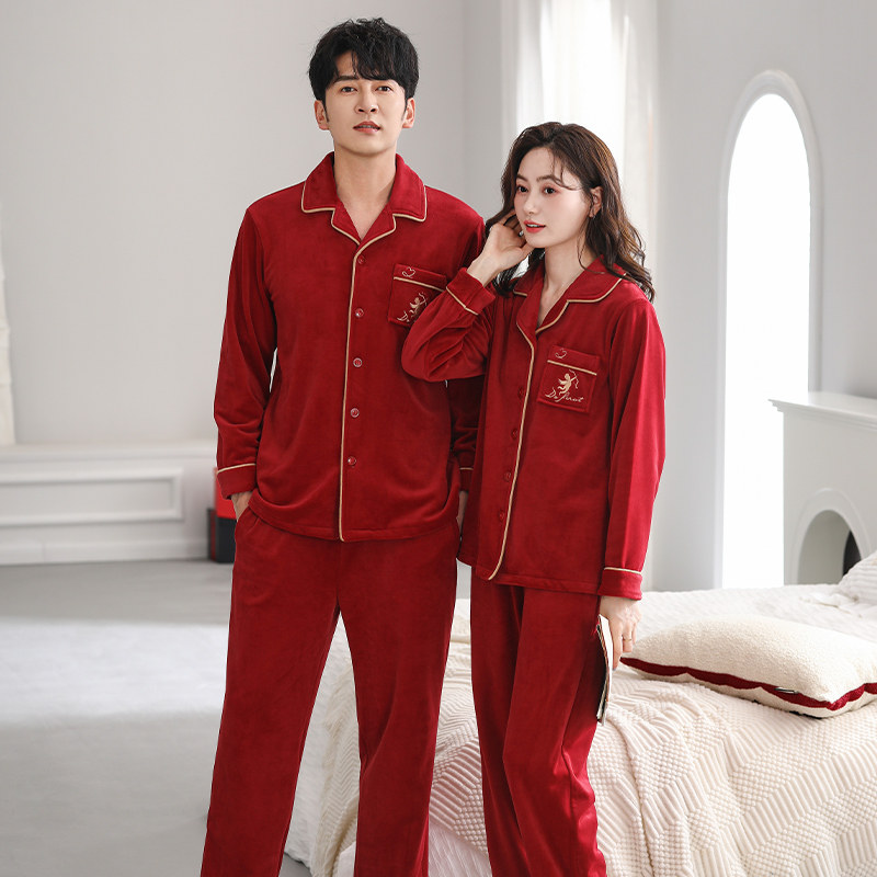 思馨坊情侣睡衣女秋冬季红色结婚海岛绒薄款珊瑚绒男士保暖家居服,淘宝优惠券,粉丝福利购,淘宝优惠卷