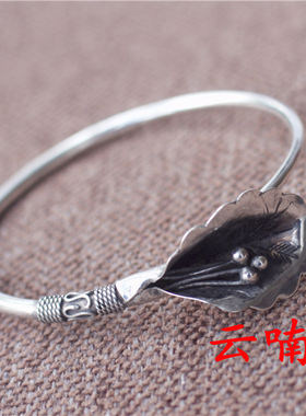 禅意开口树叶饰品生日文艺风手镯