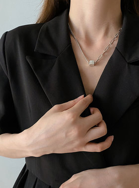 东大门小方块ins冷淡风锁骨链