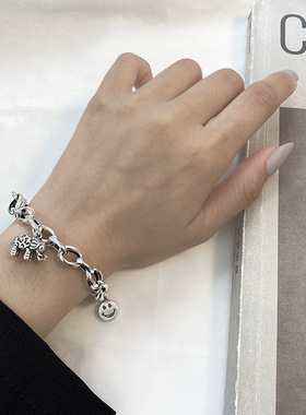 泰银小象手链笑脸ins冷淡百搭