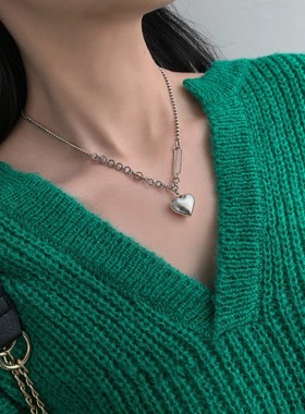 韩国东大门爱心设计感拼接锁骨链