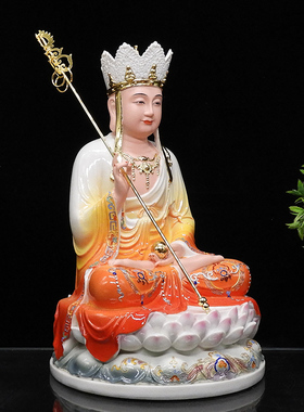 合成汉白玉地藏王佛像仿玉石佛像居家供奉地藏王本愿菩萨佛像