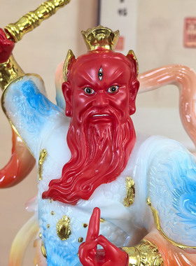 王灵官神像合成汉白玉仿玉石沙金护火王天君火神王天君像彩绘神像