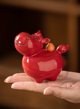 马年陶瓷马摆件存钱罐招财红飞马