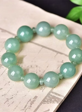 天然和田玉青白玉圆珠百搭手链