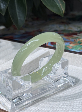 天然和田玉高冰葡萄肉扁圆条手镯