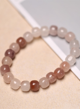 天然金丝玉桃花酿圆珠糖果色手链