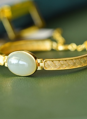 天然新疆和田玉蛋面白玉手镯镯子