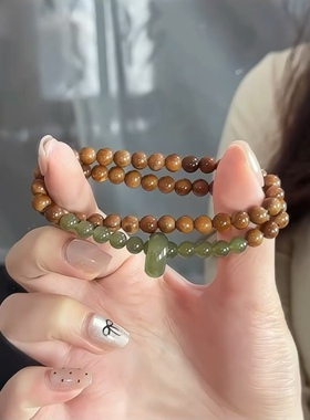 天然精品高抛库克和田玉手串跑环手持念珠盘玩新中式两圈手链男女