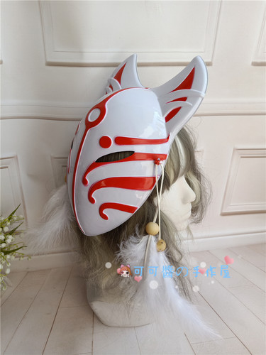 彩绘猫脸面具狐狸日系式和风拍照摄影配饰动漫cos妖狐半脸非手绘 - 图1