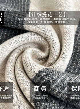 新款羊毛围巾冬季男士针织围脖生日礼物高档送男友百搭厚格子披肩