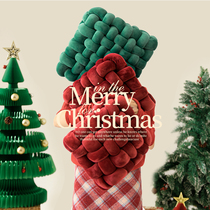 Christmas Holding Pillow Sofa Living-room Atmosphere Sensation Red Knotted Weave Leaning Back Cushion Back Cushions Mesh Red Decorative Pendulum backrest cushion
