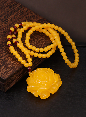 新款百搭连衣裙配饰鸡油黄蜜蜡