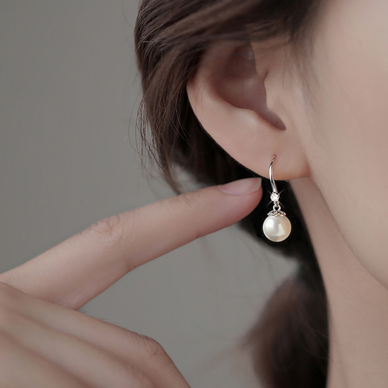 S999纯银大珍珠耳环女银耳坠气质耳钉2025新款爆款高级感足银耳饰 - 图1
