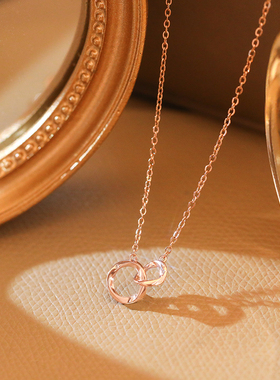 莫比乌斯环项链女夏圆圈锁骨链